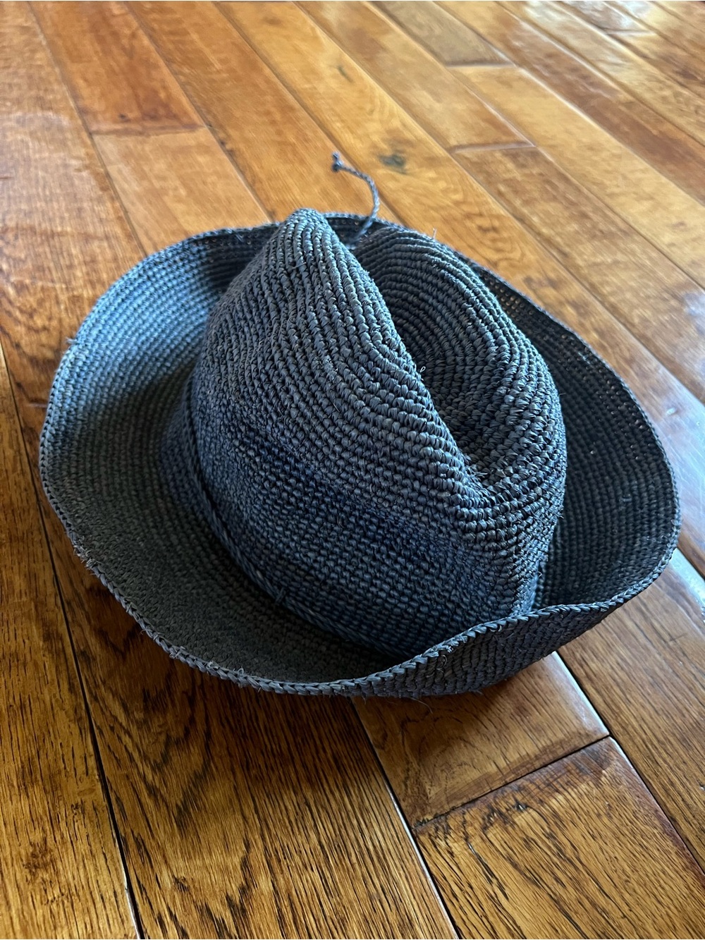 Helen Kaminski Hat Raffia Rollable & Packable Denim Blue 3’’ Brim